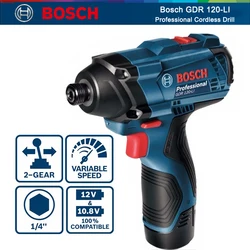 Bosch GDR 120-LI Electric Screwdriver Cordless Impact Screwdriver 12V Rechargeable Drill Driver Max Torque 100Nm 2 Batteries