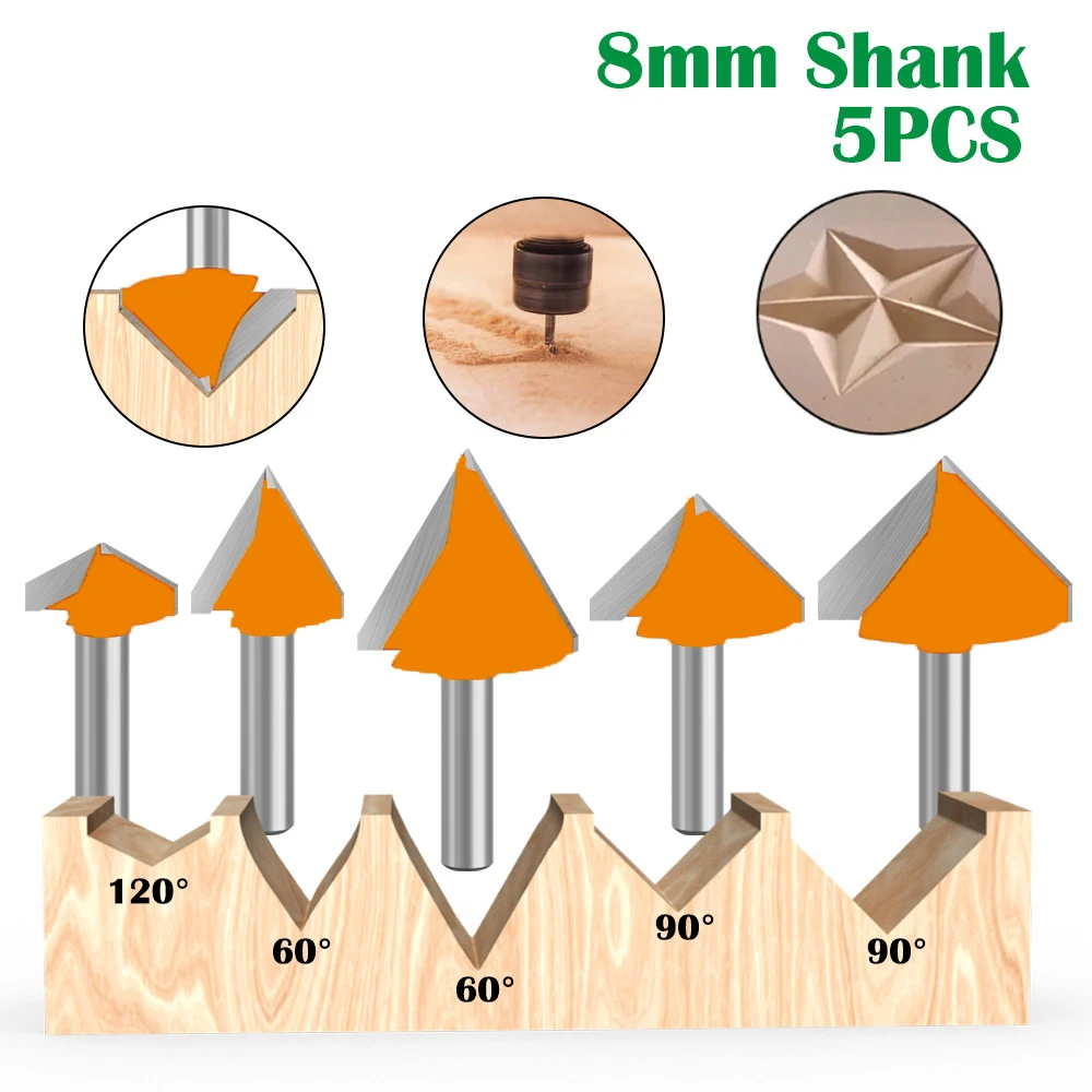 

1 шт., 8 мм, фреза с хвостовиком, резьба по дереву, 60 90 120 В, долбежный резак, инструменты для резьбы по дереву, набор фрез, безопасное фрезерование