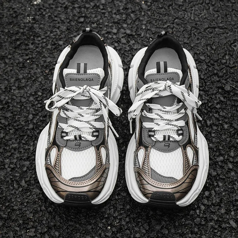 

Мужские сетчатые повседневные кроссовки для бега на толстой подошве, модная уличная спортивная мужская обувь, дышащая обувь для тренировок на платформе