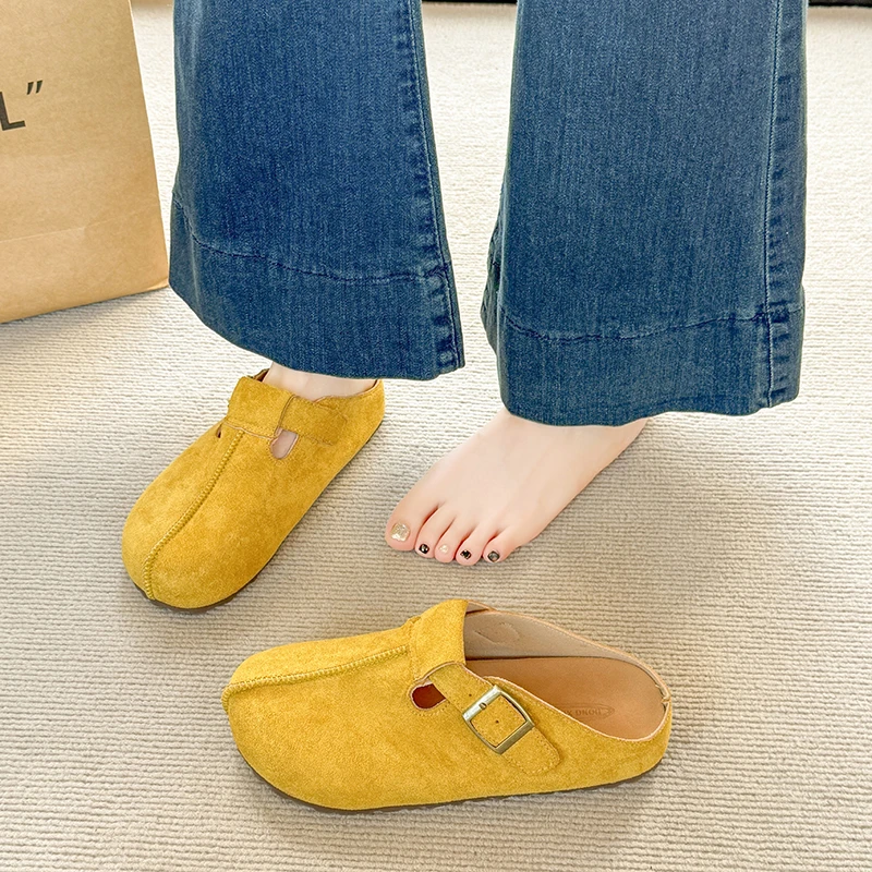 منصة جديدة لعام 2025 أحذية نسائية ربيعية عصرية متعددة الاستخدامات مريحة غير رسمية نصف شباشب أحذية عالية الجودة Жenska Оbuvai