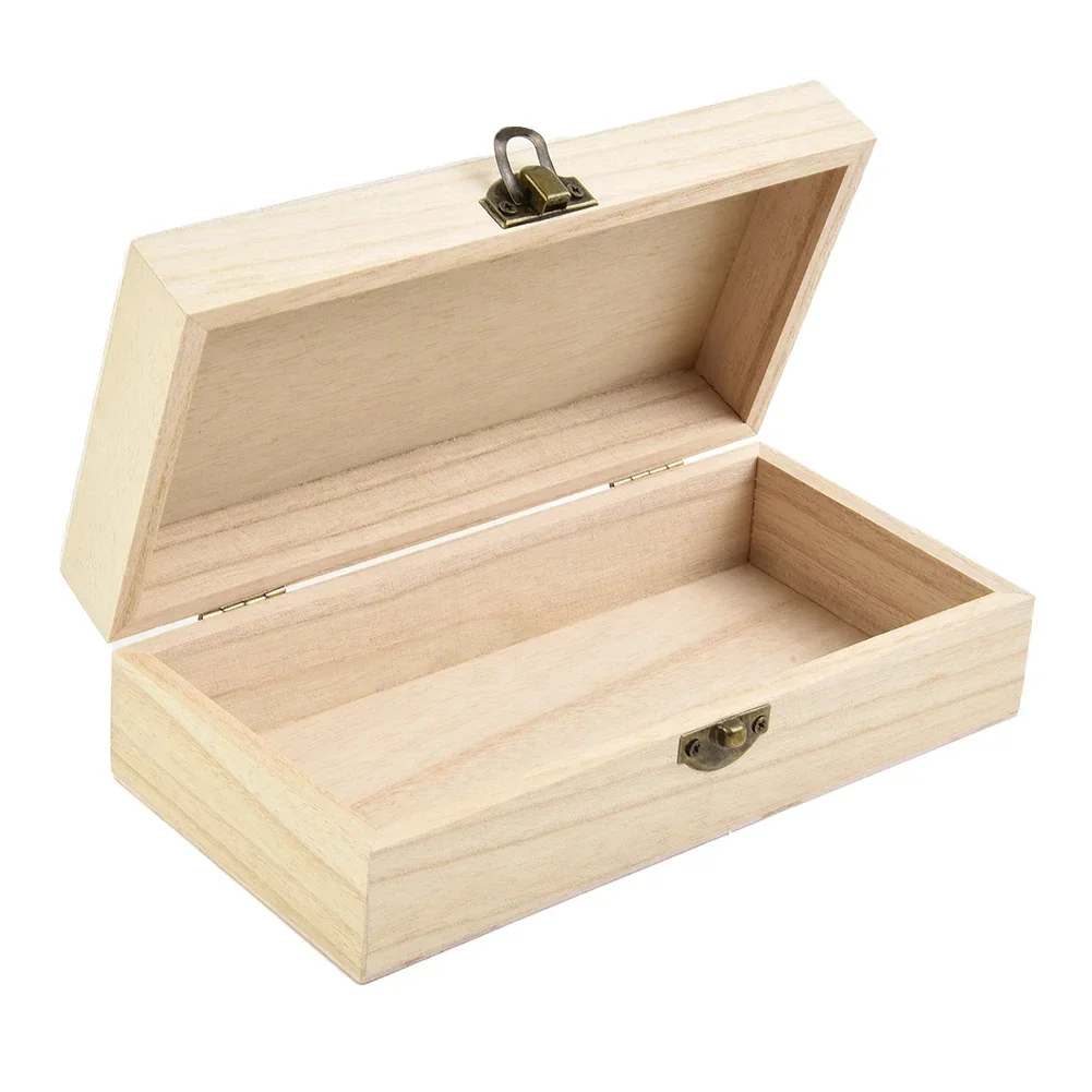 

Wooden Storage Box Manual Polishing Metal Buckle Natural/Light/Dark Rectangular Retro Style 20*10*6cm Brand New