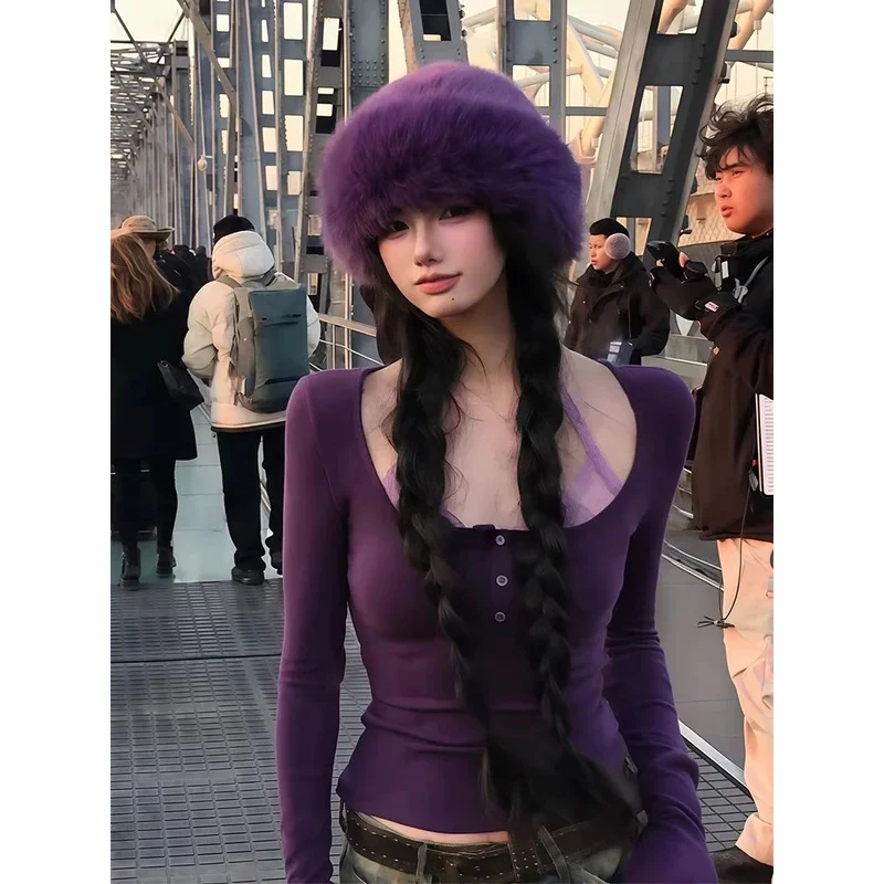 

Футболка Y2K в стиле гранж с кружевом и U-образным вырезом, облегающая, с пэчворком, винтажная, в стиле Харадзюку, на пуговицах, для женщин