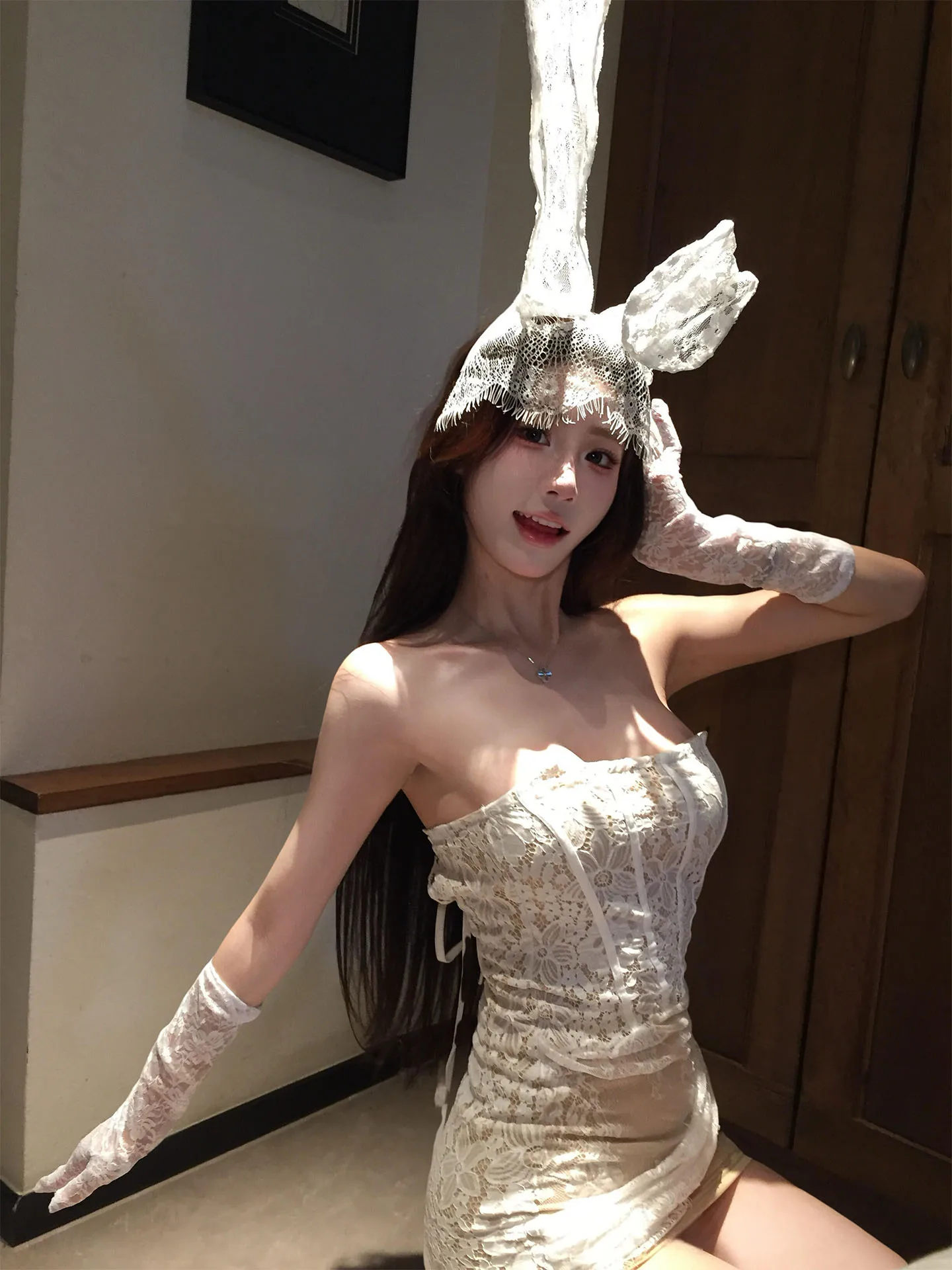 

Сексуальный кружевной костюм кролика для девочек Dr на Хэллоуин, сетчатая юбка на бретельках, облегающая облегающая юбка Dr Girls Faion, полиэстер