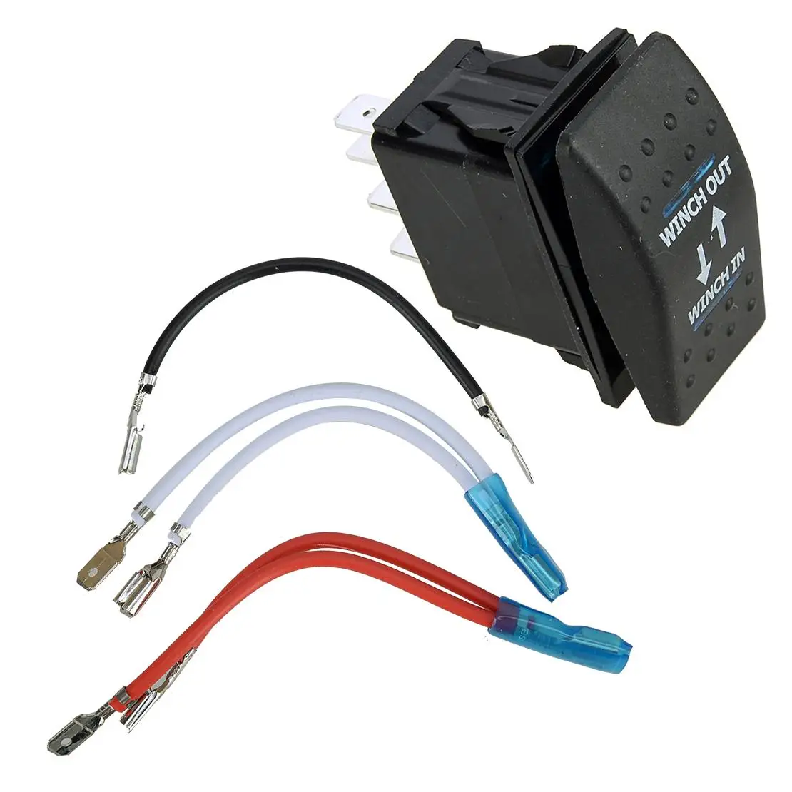 Car Truck Winch In/Out Rocker Toggle Switch 7-Pin Blue LED 12V-24V ON OFF ON