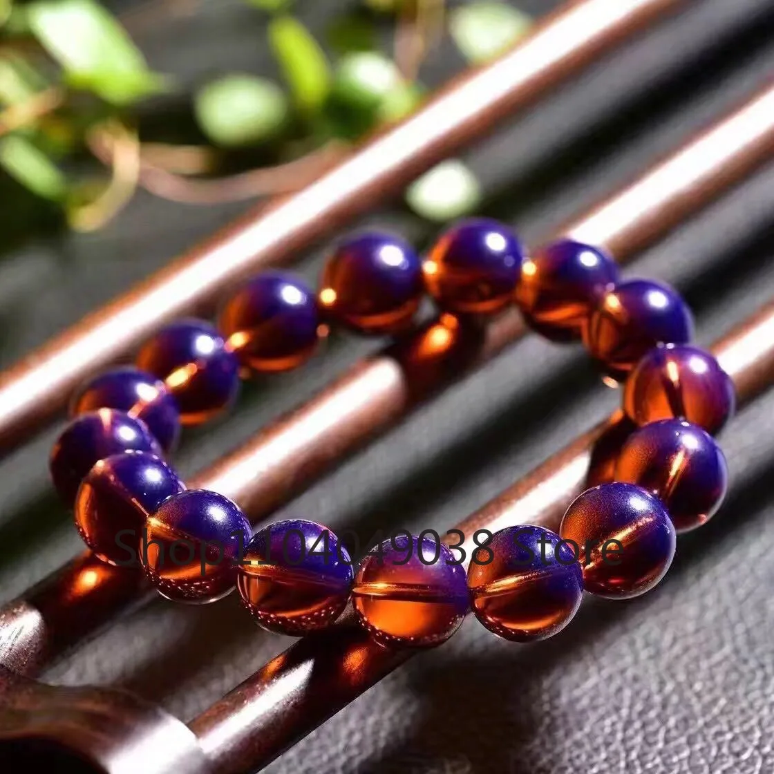 Dominican Violet Blue Aber Bracelet Second Generation Bracelet, Men's and Women's Single Circle Buddha Bead Beeswax Amber