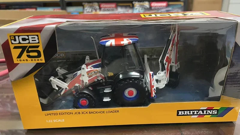 JCB Diecast Alloy 1:32 Scale Union Jack JCB 3CX Backhoe Loader Model Adult Classics Collection Toys Souvenir Static Display