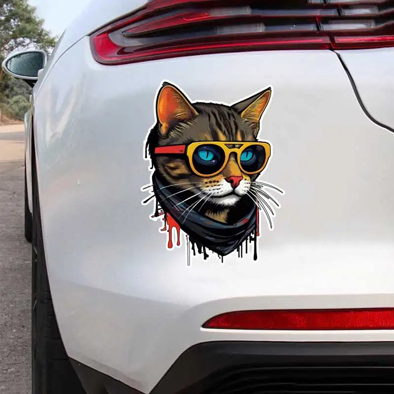 

Fashion Glasses Cool Cat Car Sticker Vinyl Decal Waterproof Rear Window Motorcycle Camper Bumper Truck Laptop Decoration SH1074