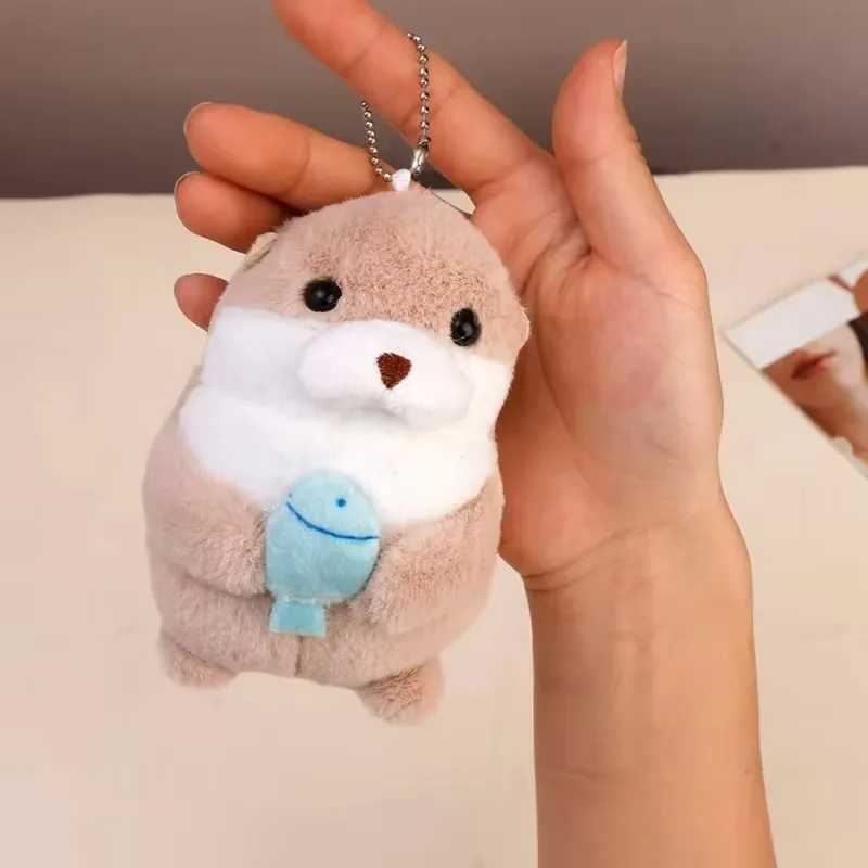 Wishing Otter Toy Key Chain High-quality Cute Animal Doll Keychain Soft Plush Cotton Otter Bag Pendant Theme Gathering Gifts