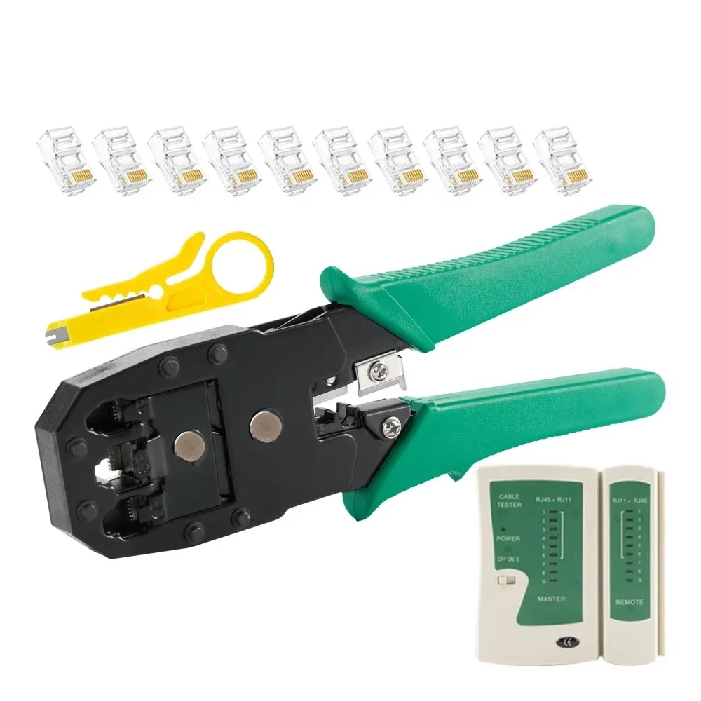 

RJ45 Crimping Tool 6P 8P RJ11 RJ12 Network Cable Tester Crimper Stripper Cutter Plier for Ethernet LAN Crystal Head Installation