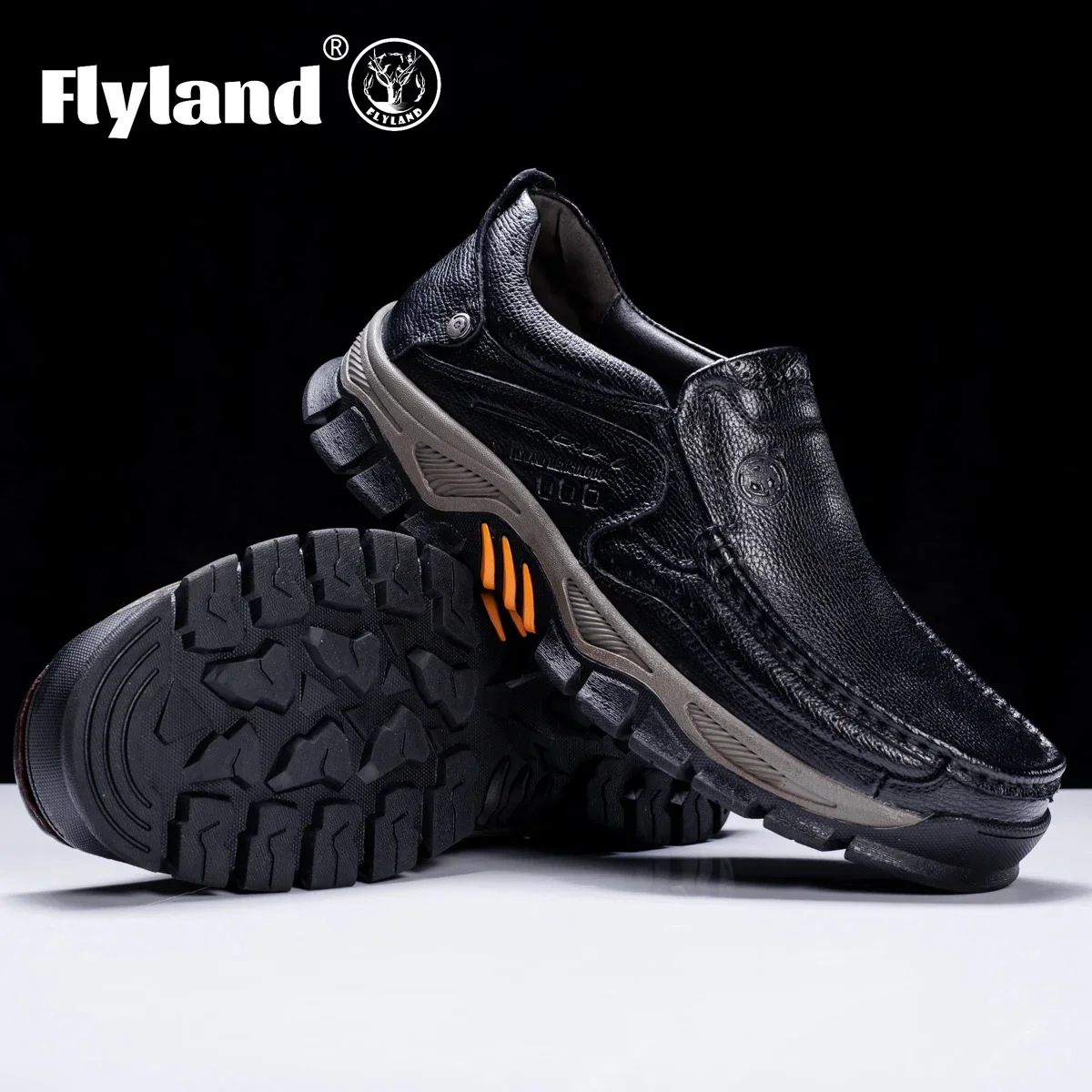 FLYLAND Handmade Men Genuine Leather Shoes Casual Loafers Male Business Dress Shoes