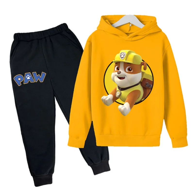 2pcs Paw Patrol Pants Hoodie Suit for Children Anime Fashion Long Pants Sweatshirt Set Boys Girls Autumn Winter Sports Suits