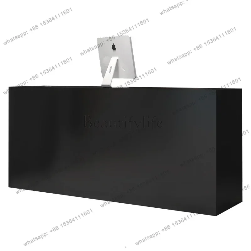 Factory Direct Sales Outfit Shop Simple Reception Desk Baking Paint Black Minimalism Corporation Counter Storage Office Furnitur