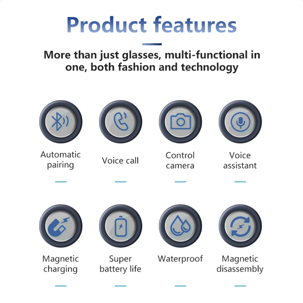 JT-GS02 Smart Bluetooth Glasses UV400 Polarized Lens AI Audio Smart Sunglasses With Microphone Voice Call Outdoor Eyeglasses