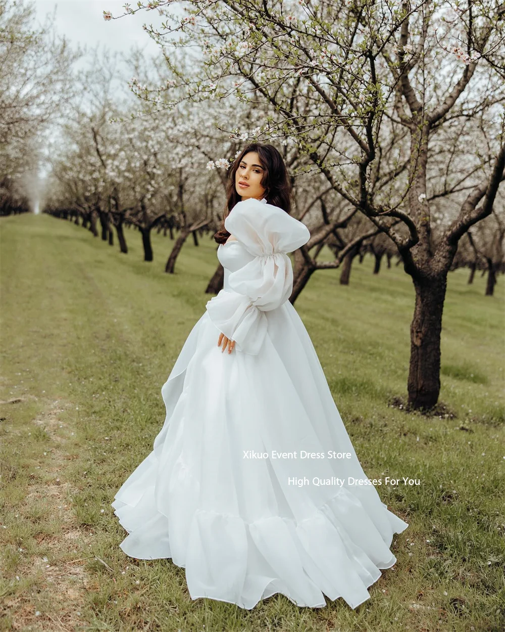 Xikuo-Vestidos De Noche De Organza rosa De hadas, Vestidos De fiesta con escote en forma De corazón y hombros descubiertos, elegantes Vestidos De fiesta personalizados