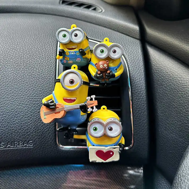 In Stock Minions Series Toy Car Air Freshener Outlet Movable Desktop Model Toy Ornament Collect Decor Festival Birthday Gift