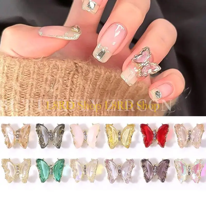 

L8RD 12 Colors Professional Art Crystal for Butterfly Glass for Rhinestone Manicure Accessories Jewelry Bag Decorat
