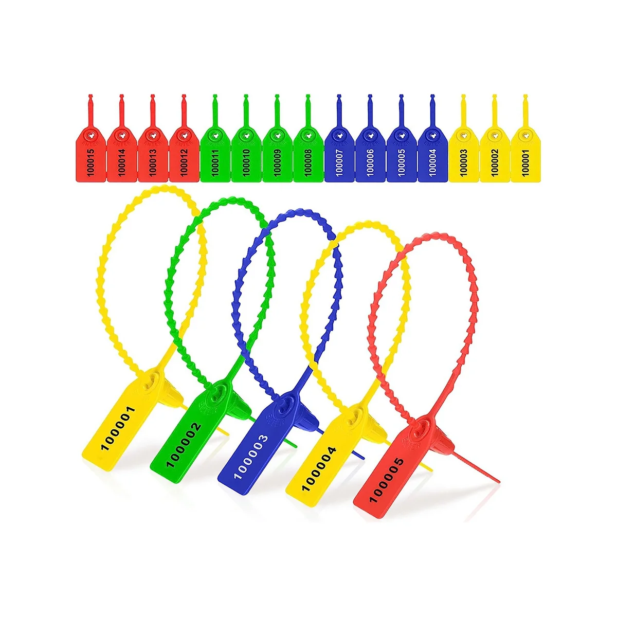 

1000 Pcs Plastic Tamper Seals Fire Extinguisher Tags Security Tags Seals Safety Numbered Zip Ties Labels (Multicolor)