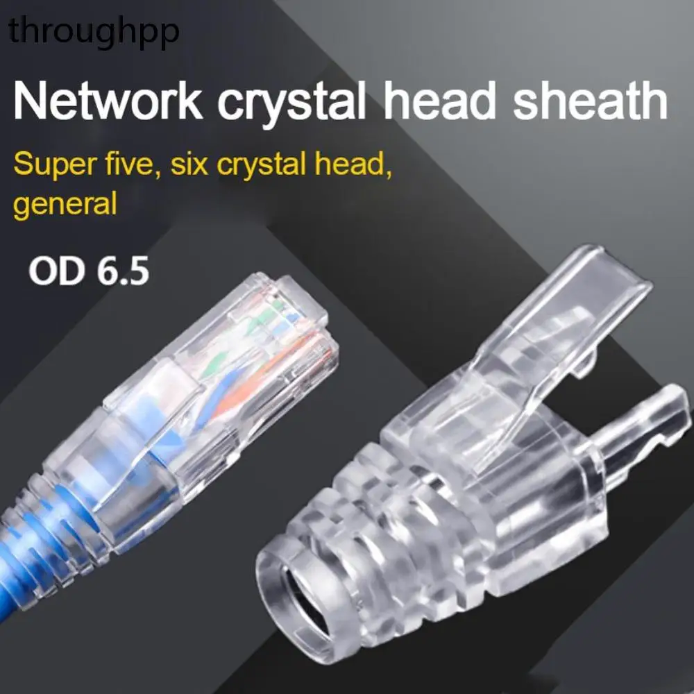 

20 PCS Interface Dustproof Transparent Network Cable Sleeve RJ45 CAT6 Boots Connector Protective Sleeve