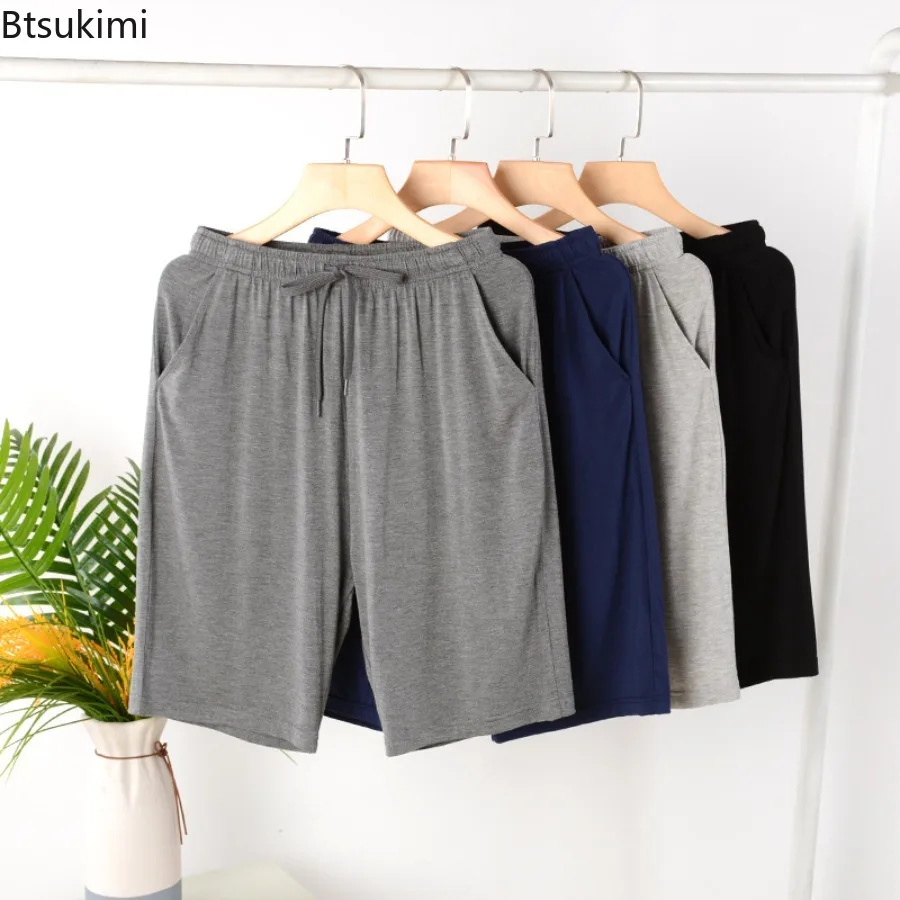 

2025 Men's Summer Modal Shorts Bottoms Breathable Thin Five-point Home Shorts Loose Casual Large Size Home Pajamas Beach Pants