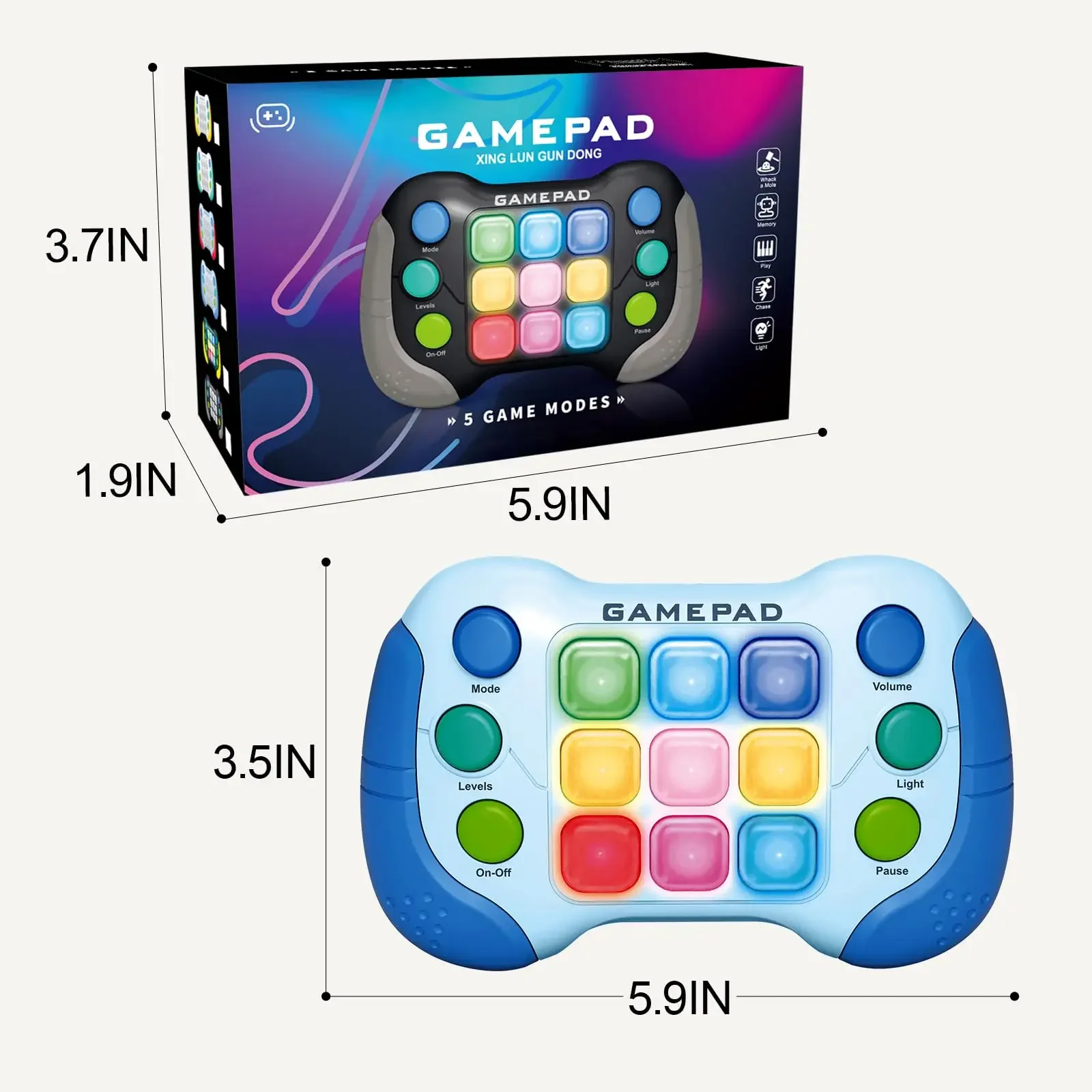 RGB LED Lighting Game Pad for Children Electronic Pop Light Quick Push Game Console Fidget Anti Stress Adult Stress Relief Toys