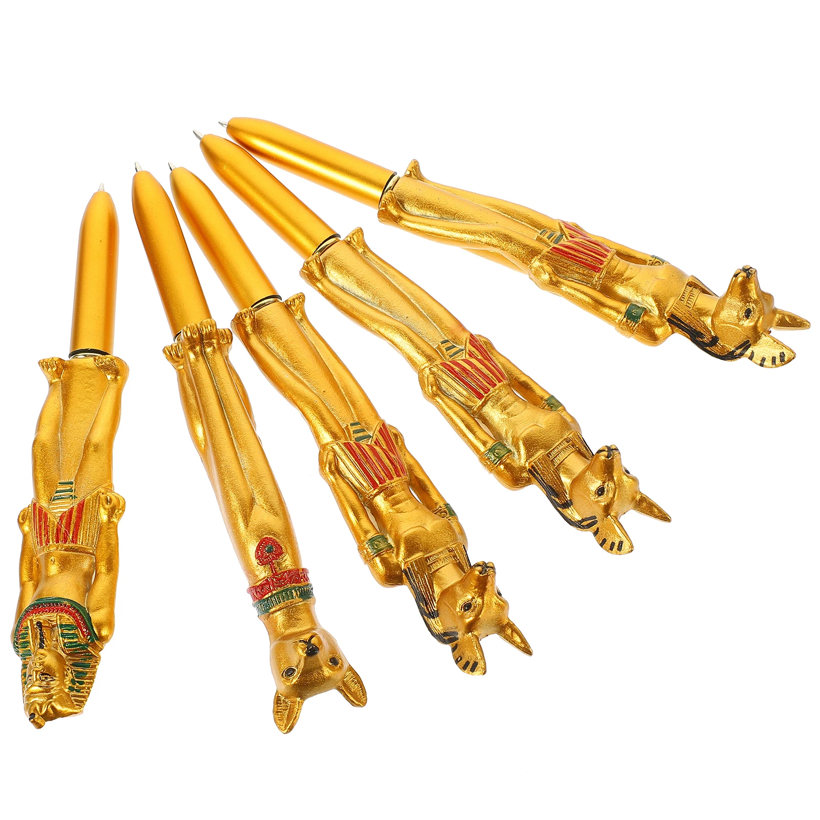 

5pcs Pharaoh Shaped Ballpoint Pen Creative Egyptian Character Design Smooth Writing Plastic Pen For School Office Home Use