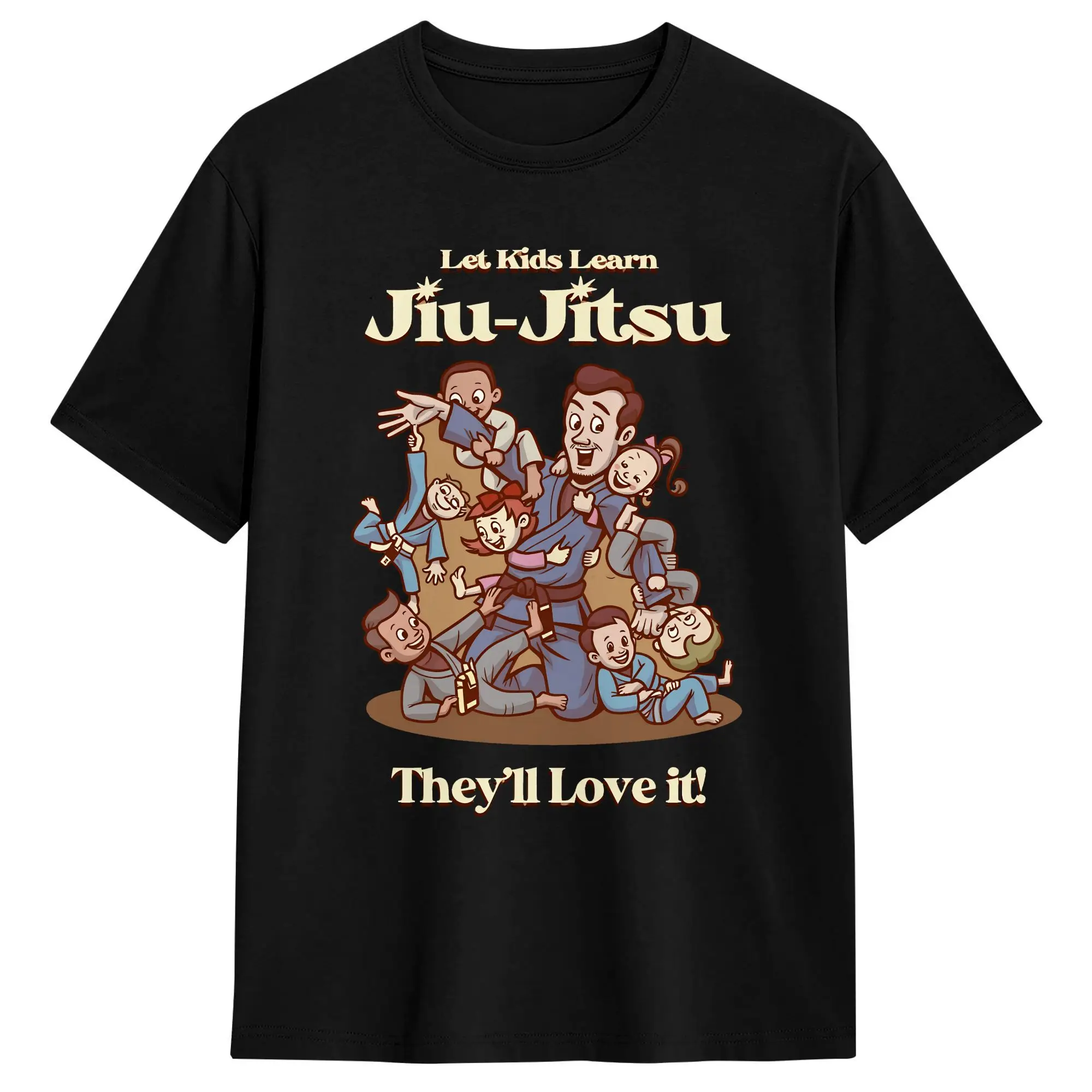 Learn Jiu Jitsu They Will Love T Shirts for Men Cotton Vintage T-Shirts Round Collar  Tee Shirt Short Sleeve Tops Gift Idea