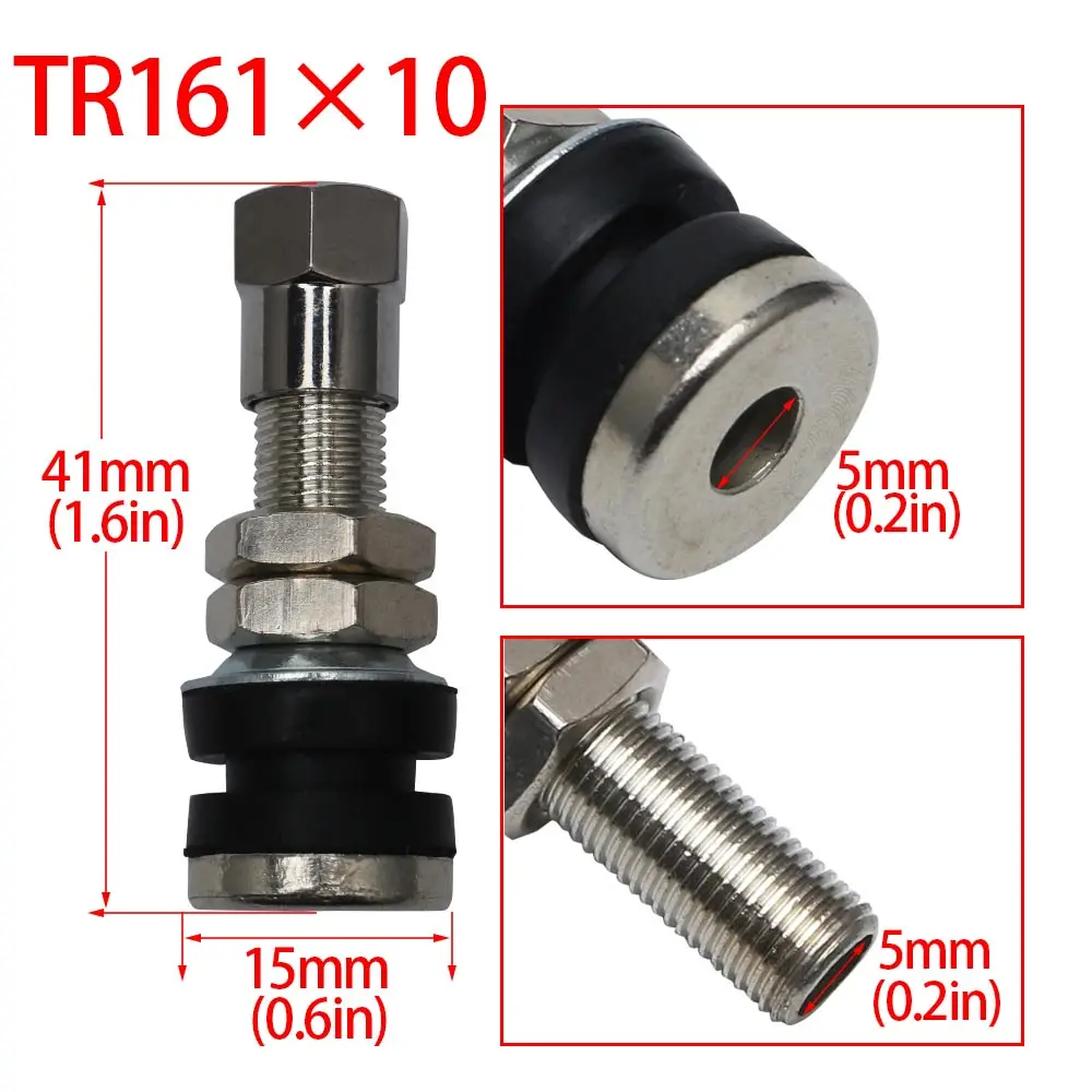 Tire Valve TR161 41mm Bolt-in Tubeless Wheel Tire Valve Stem with Dust Cap Cover Fit Universal Metal Motorcycles Cars Trucks