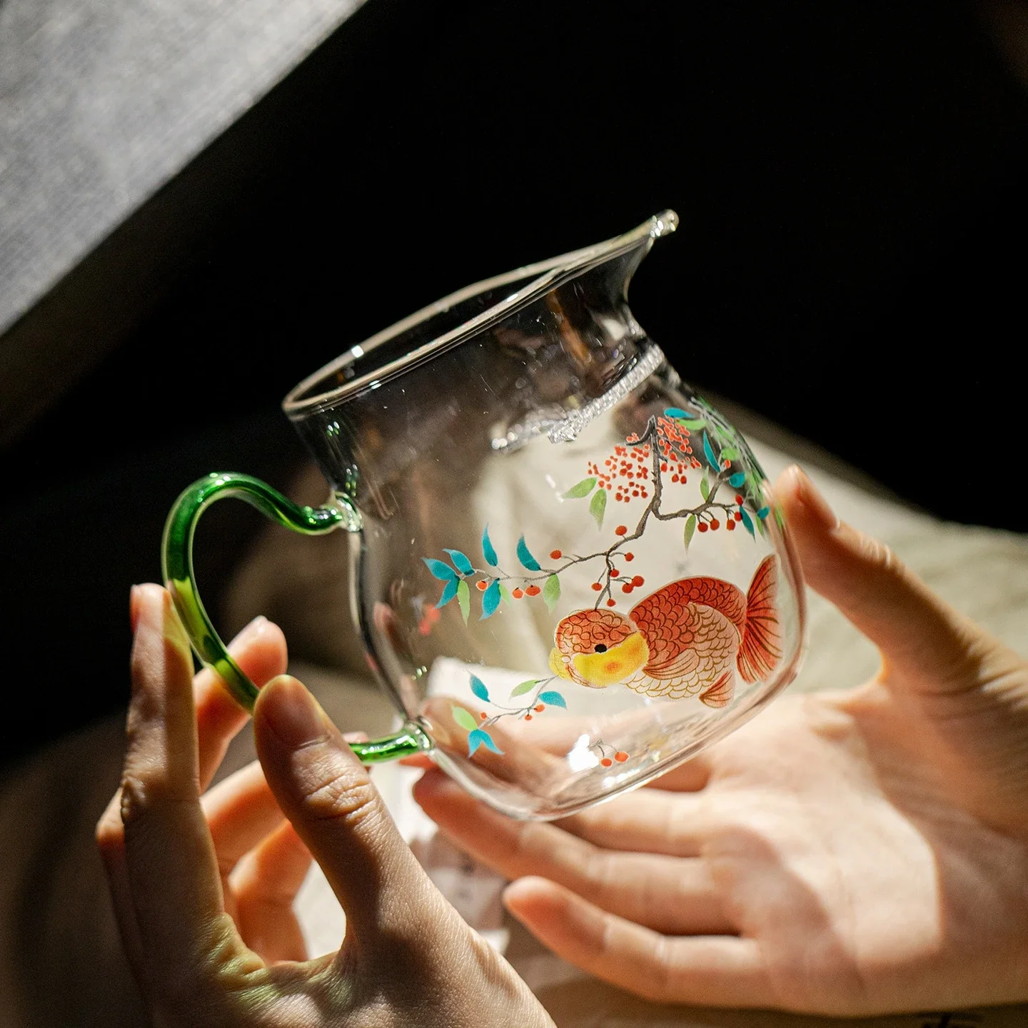 Fish Glass Fair Cup Cha Hai Kung Fu Tea Transperent Tea Sea Teaware Tea Ceremony Utensil Cherry Tree Lily Deng's Store