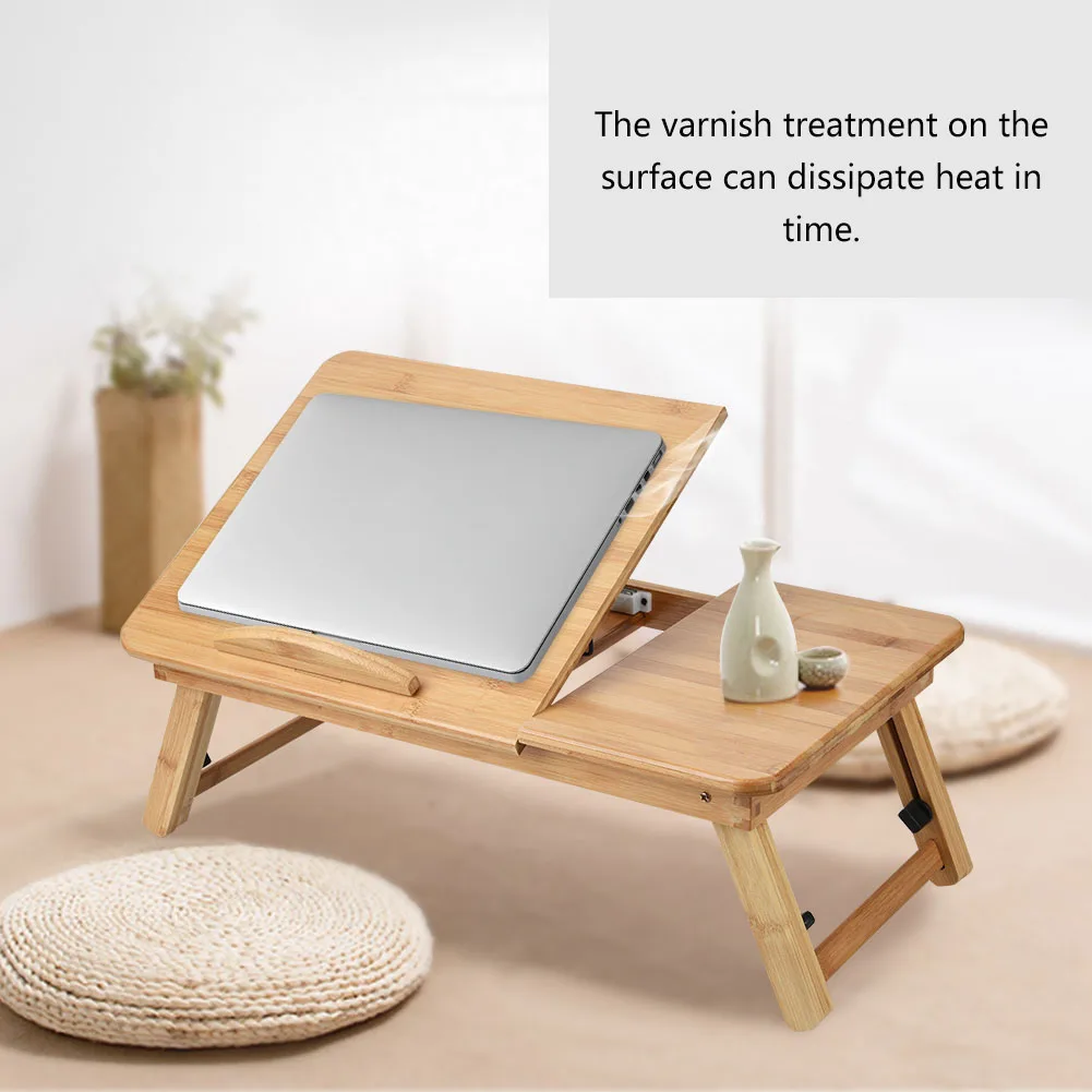 Laptop Stand Folding Lifting Table Portable Foldable Wooden Bamboo Laptop Table Sofa Bed Office Laptop Stand Holder Adjustable