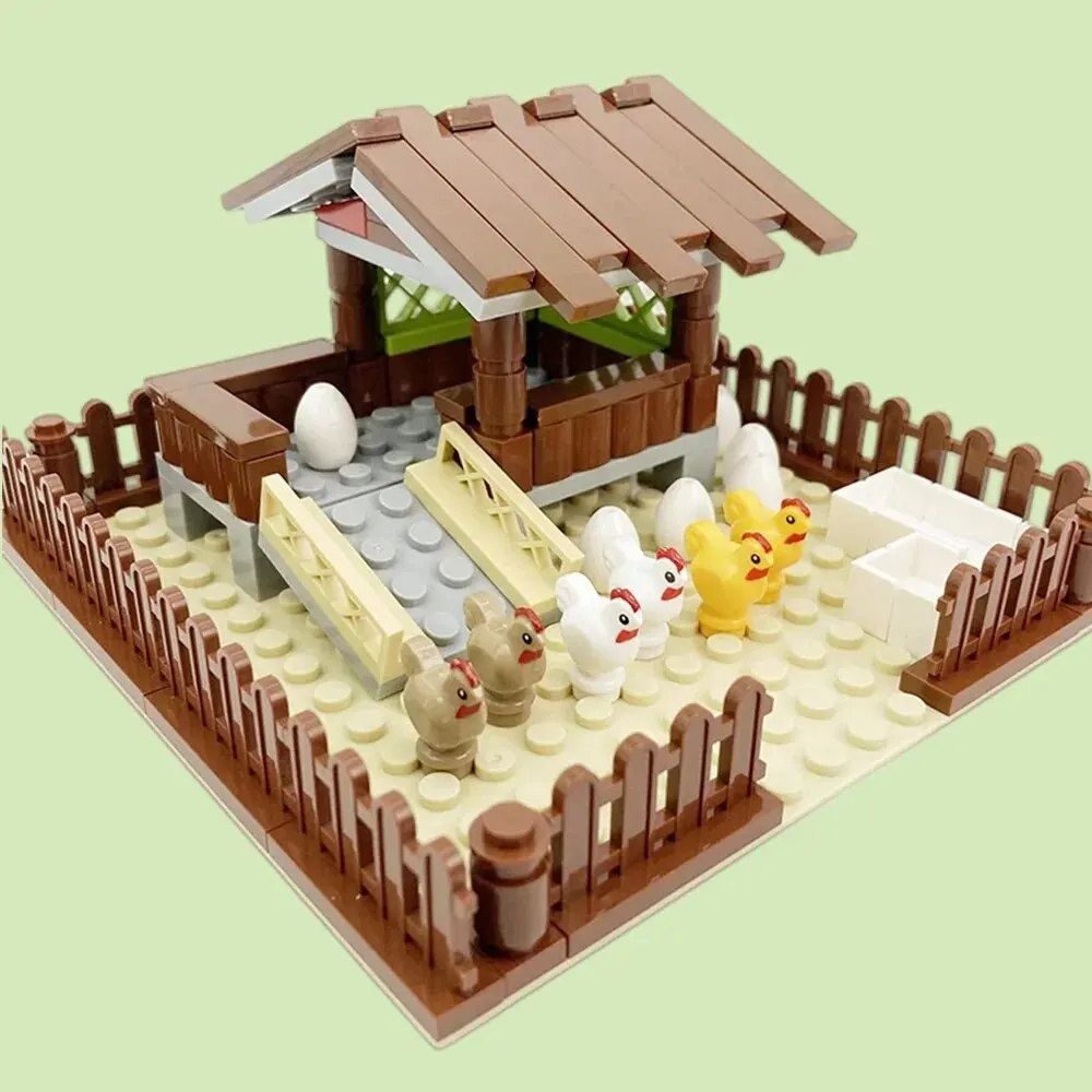 

MOC Chicken Coop Henhouse Building Blocks for Kids City Farm Animals Bricks Toys for Children Boys Girls DIY Gifts Juguetes