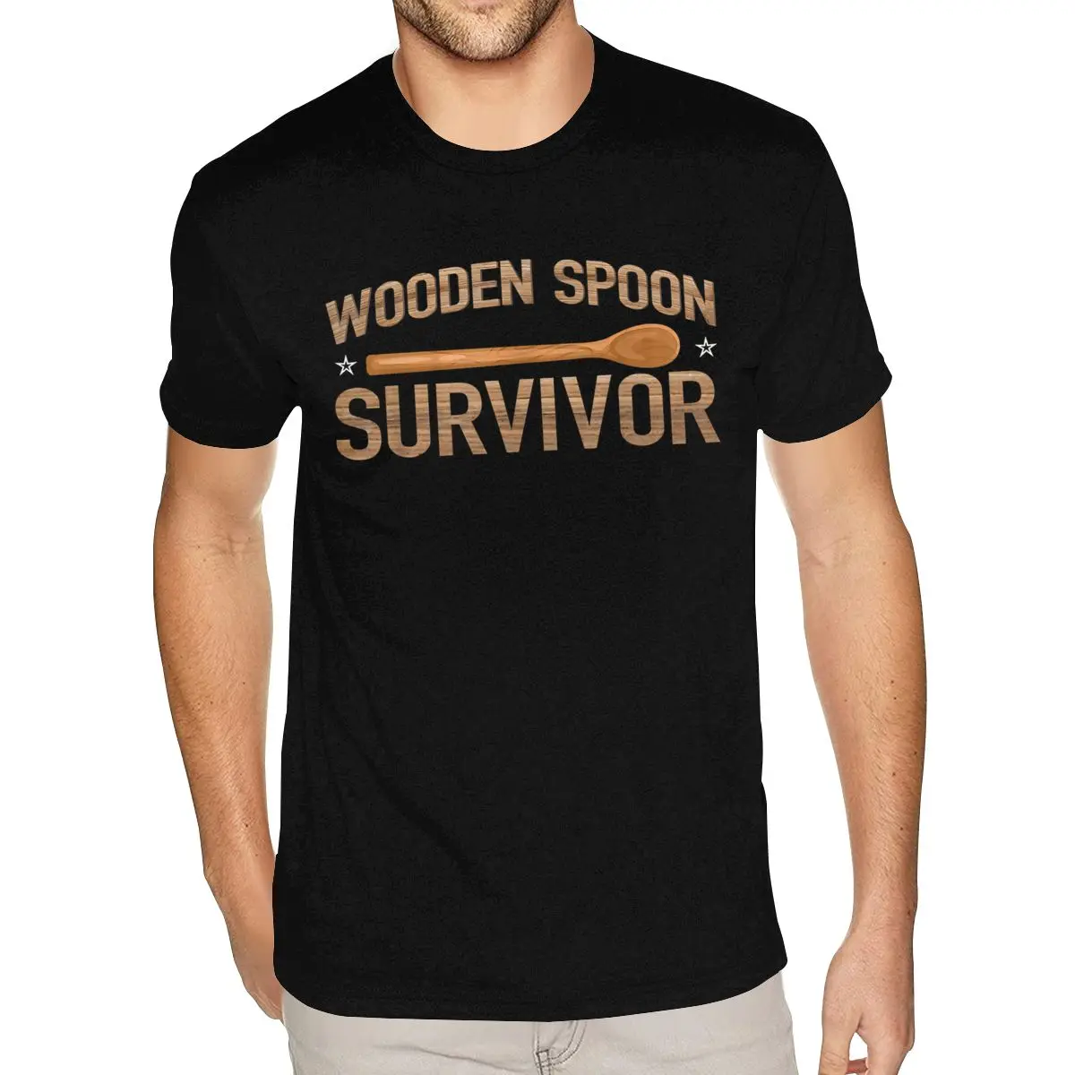 

Wooden Spoon Tshirt Gift For Wooden Spoon Survivor Tee Shirts for Men 6XL Short Sleeved 100 Cotton Black Round Neck Tee