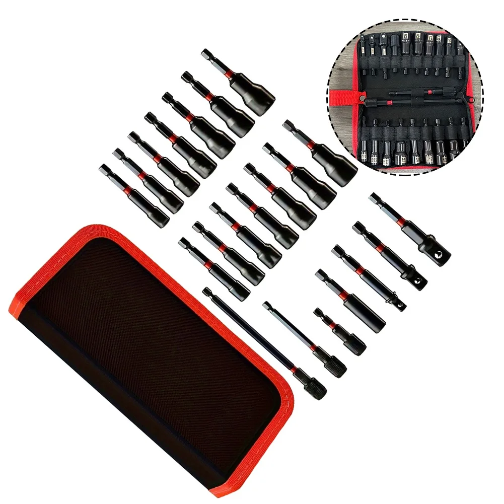 21PCS Magnetic Nut Driver Set Socket Adapters Bit Holder  Alloy Steel Nut Driver Set Socket Adapter