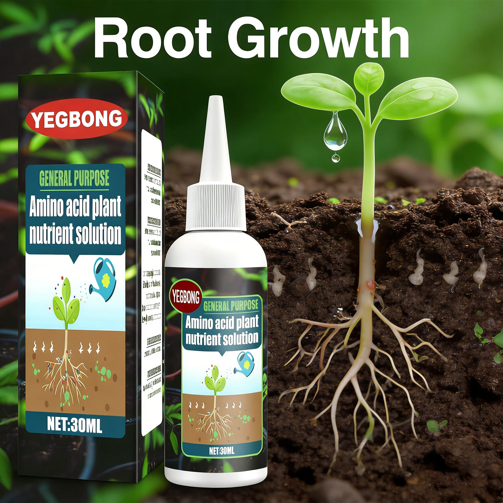 Yegbong Amino Acid Plant Nutrient Solution Organic Foliar Fertilizer Concentrate Trace Elements Root Growth Germination Boost
