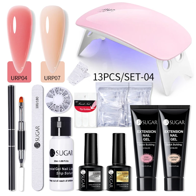 UR SUGAR 15ml Quick Extension Nail Gel kits Set 6W LED Lamp Full Manicure Set Vernis Semi Permanent Nail Art Tool Kits Salon Set