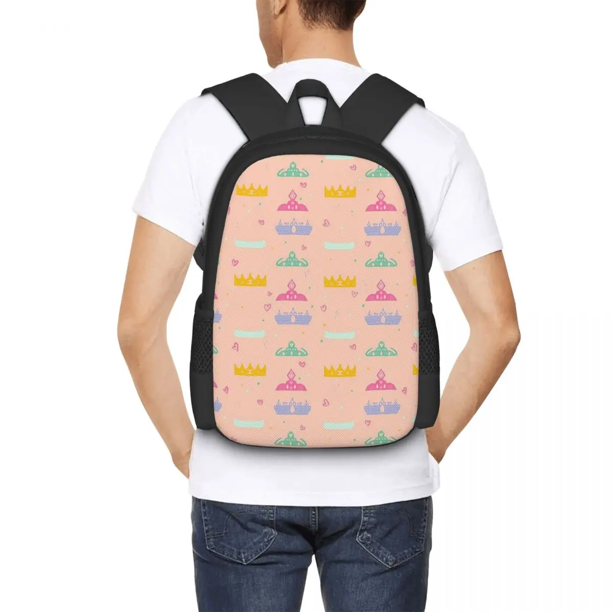 Princess Crowns Student Backpack School Bag Hiking Travel Daypack for Men Women Fashion Bookbag Shoulder Bags