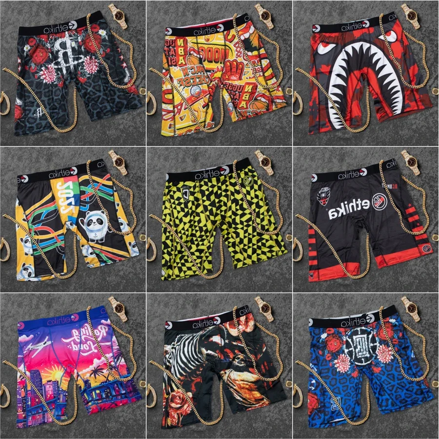 ETHIKA Men Underwear Boxershorts Fashion Printed Panties Lingerie Plus Size L-3XL Underpants Male Breathable Man Boxers Trunks