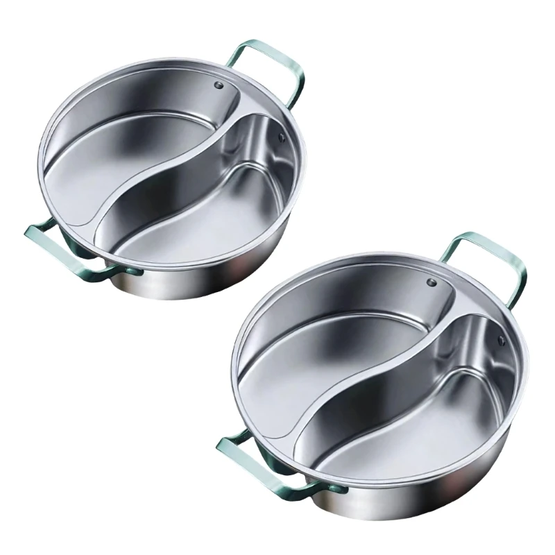 

652F Elegant Divided Hot Pot Without Lid And Double Handle Premium 316 Nonrust Steel Materials Cooking Pot