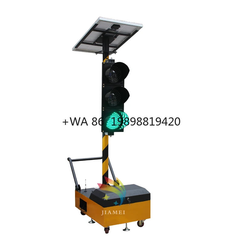 Yellow Green Unilateral Mobile IP65 Wireless Control 200mm Portable Solar Mobile Traffic Light