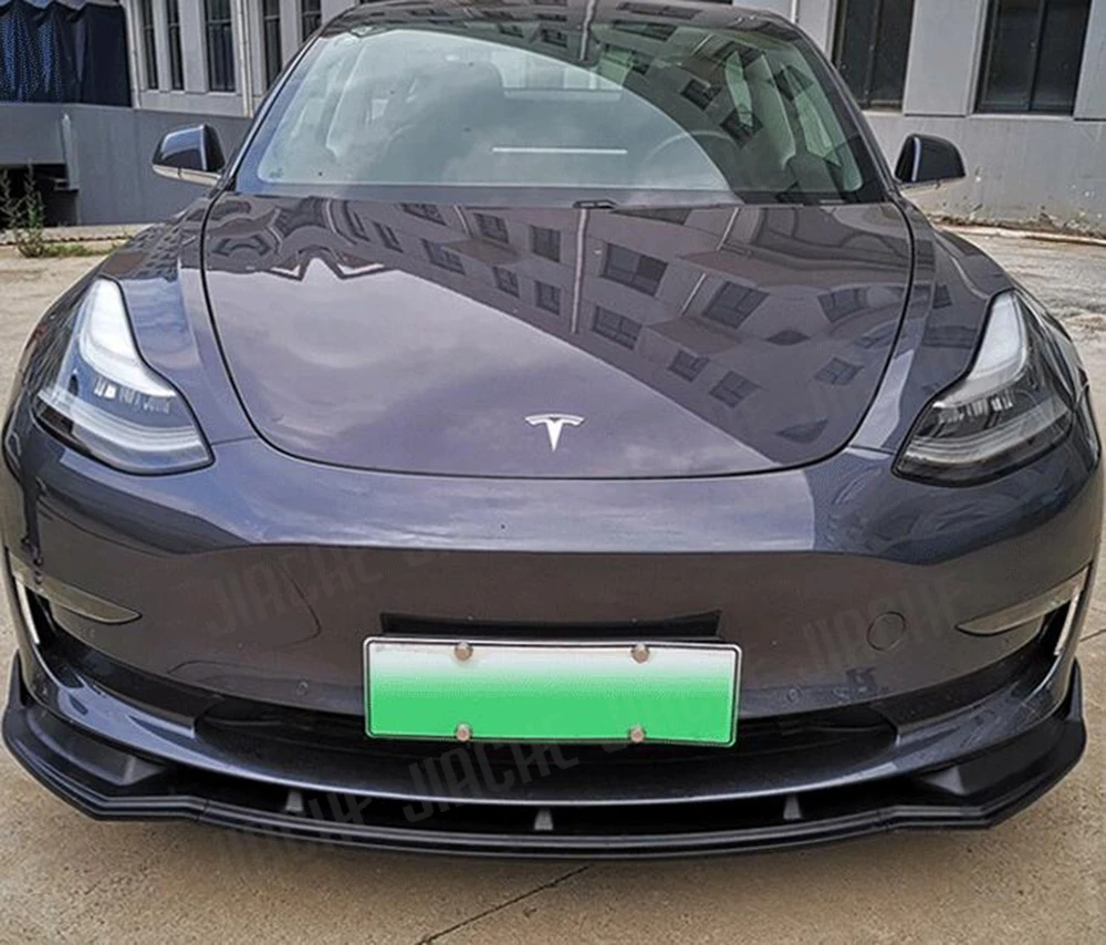 

JCYECF 3 шт. ABS глянцевый матовый карбоновый вид передний бампер автомобиля разделители спойлер для Tesla Model 3 2017 2018 2019