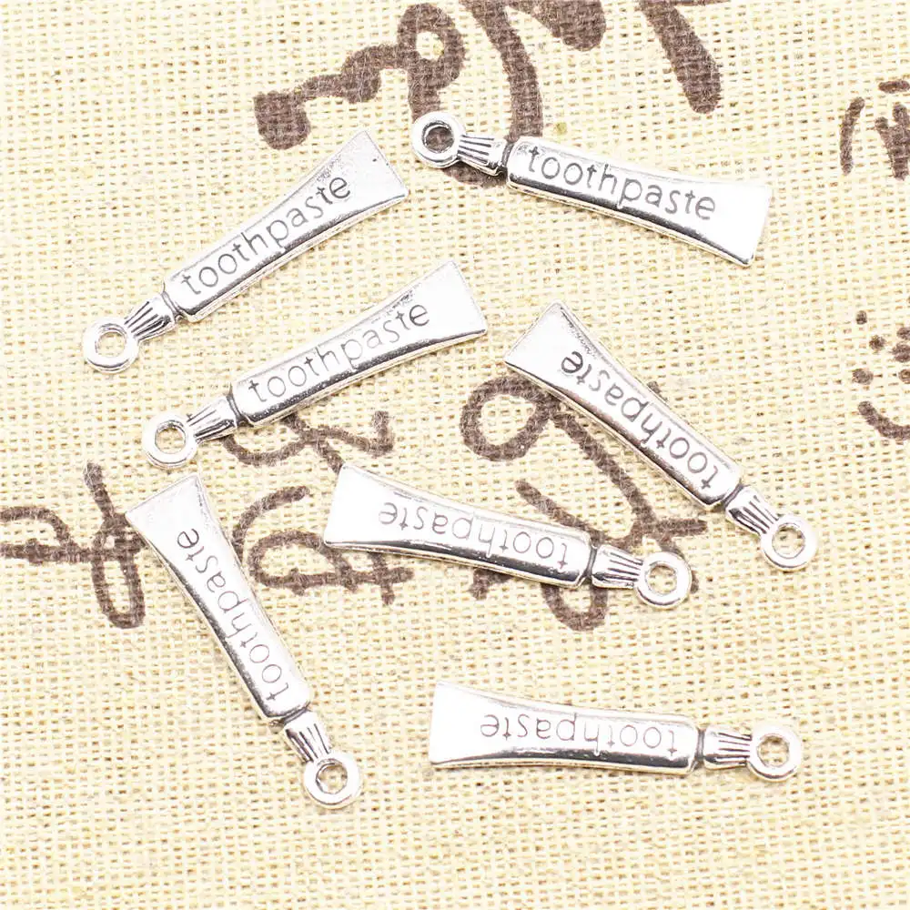 Jewellery Making Supplies Children Craft Charms Toothpaste Antique Silver Color Pendants 7x28mm 10pcs