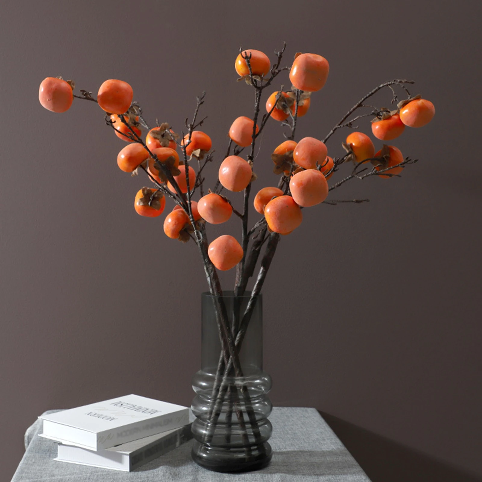 Persimmon Orange Maidenhair Festival Supplies Dried Flowers With Frost Maidenhair. Autumn Decoration Artificial Berries