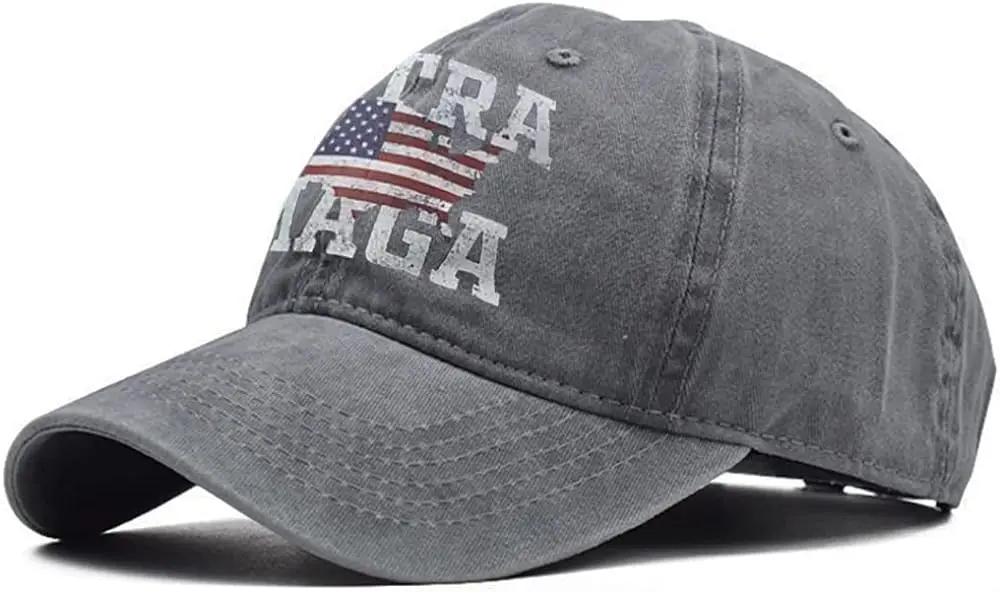 High End Ultra MAGA Hat American Flag Baseball Cap 2024 Trump Trucker Hat for Women Men Distressed Grey, X-Small-3X-Large