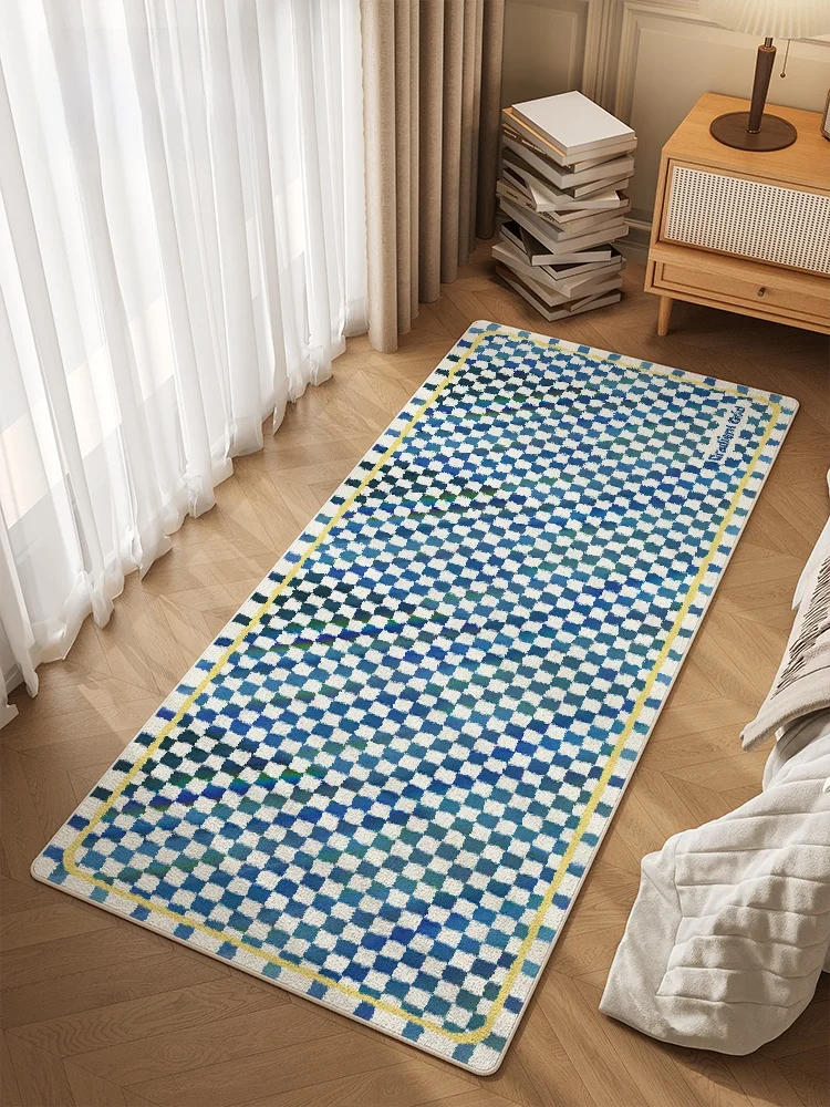 Retro Plaid Trendy Bedroom Carpet Sofa Coffee Table Home Luxury High End Coat Closet Mirror Anti Slip Bedside Blanket