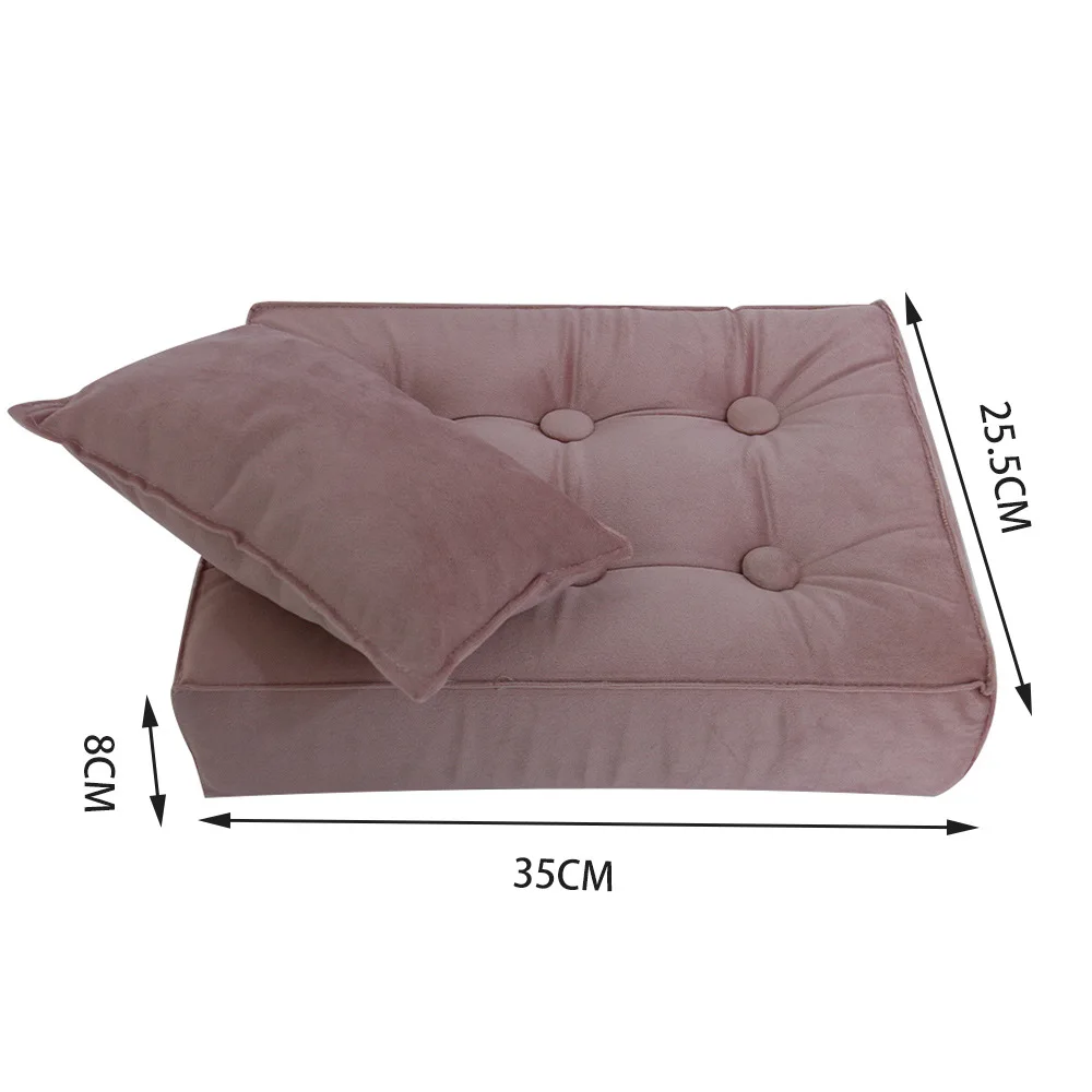 Nordic Retro Mini Bett Baby Foto Requisiten Baumwolle Seil Weben Baby Puppe Spielzeug Neugeborenen Fotografie Posiert Unterstützt Sofa Abnehmbare