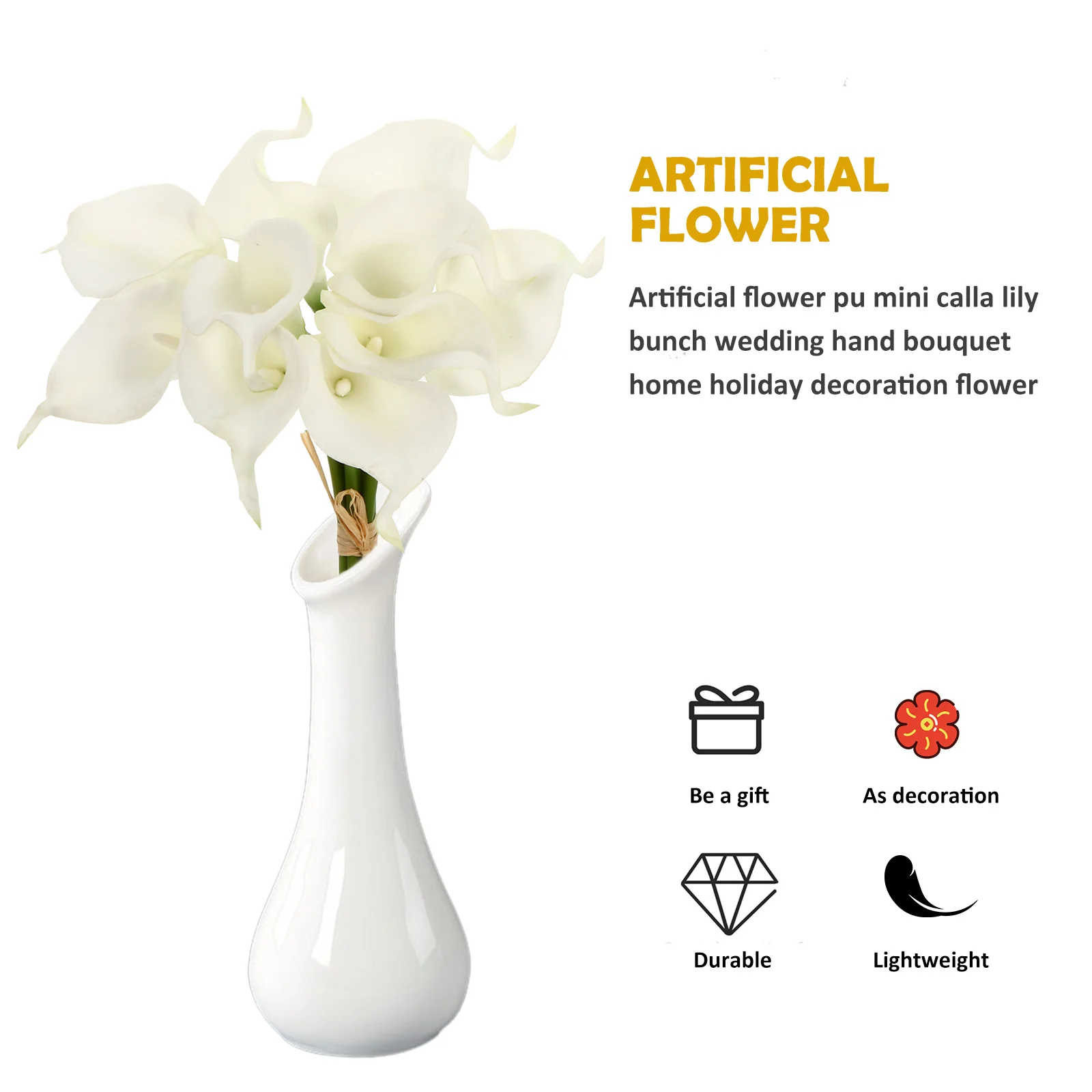 

20 Pcs Simulation Realistic Artificial Flowers Wedding Decor Decorations Bouquets Pu Bride