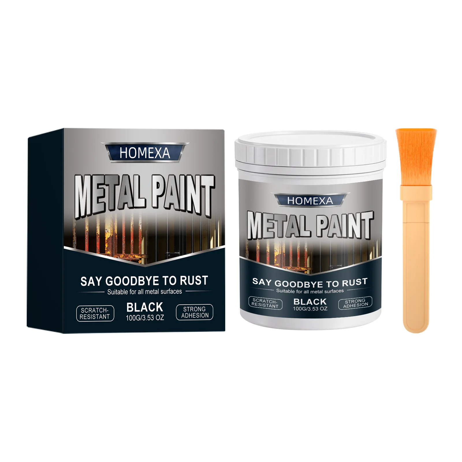 Rust-Proof Metal Paint Glossy for Outdoor Fences, Black Waterproof Coating for Iron Gates, Automotive Industrial Refinish