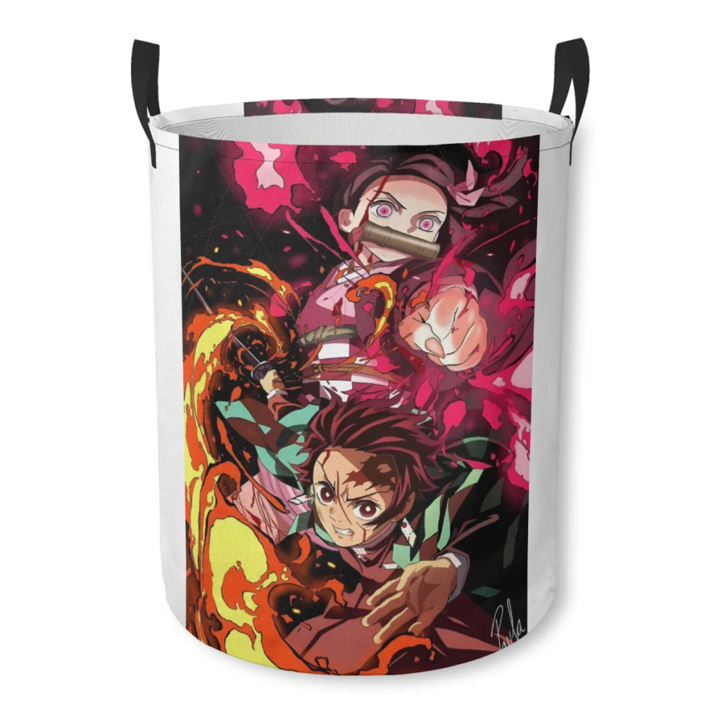 

Anime Demon Slayer Blade Dirty Laundry Basket Clothes Organizer Foldable Storage Bucket Bathroom Waterproof Clothing Storage