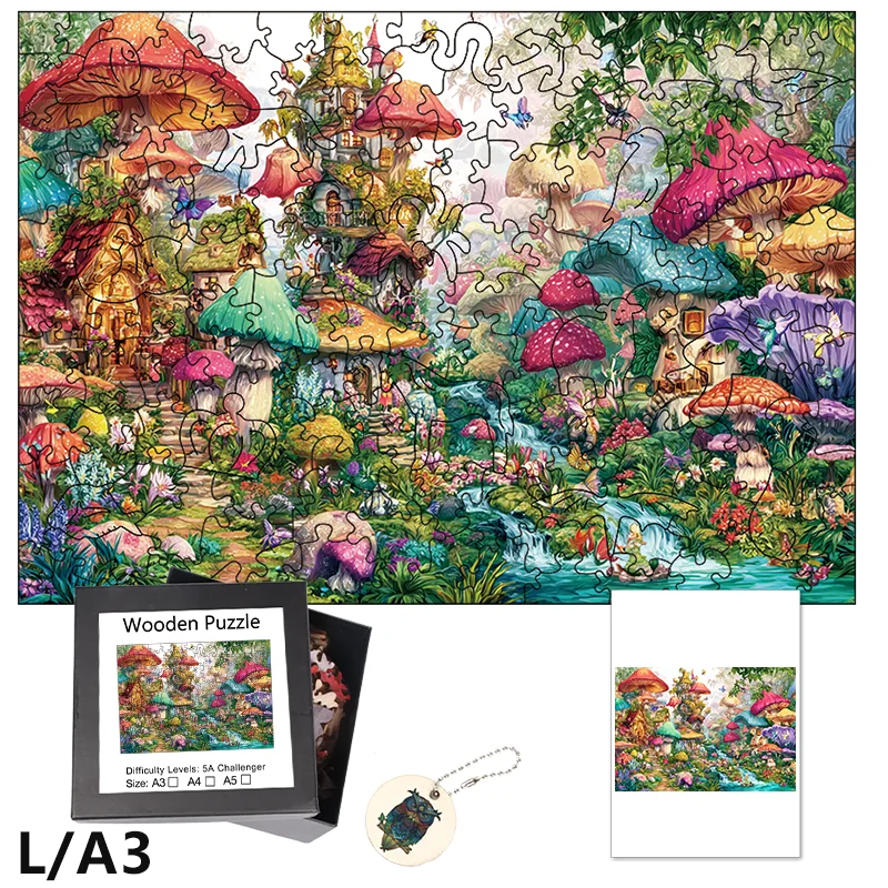 Sprookje Mushroom House Houten puzzel leuk en educatief spelspeelgoed