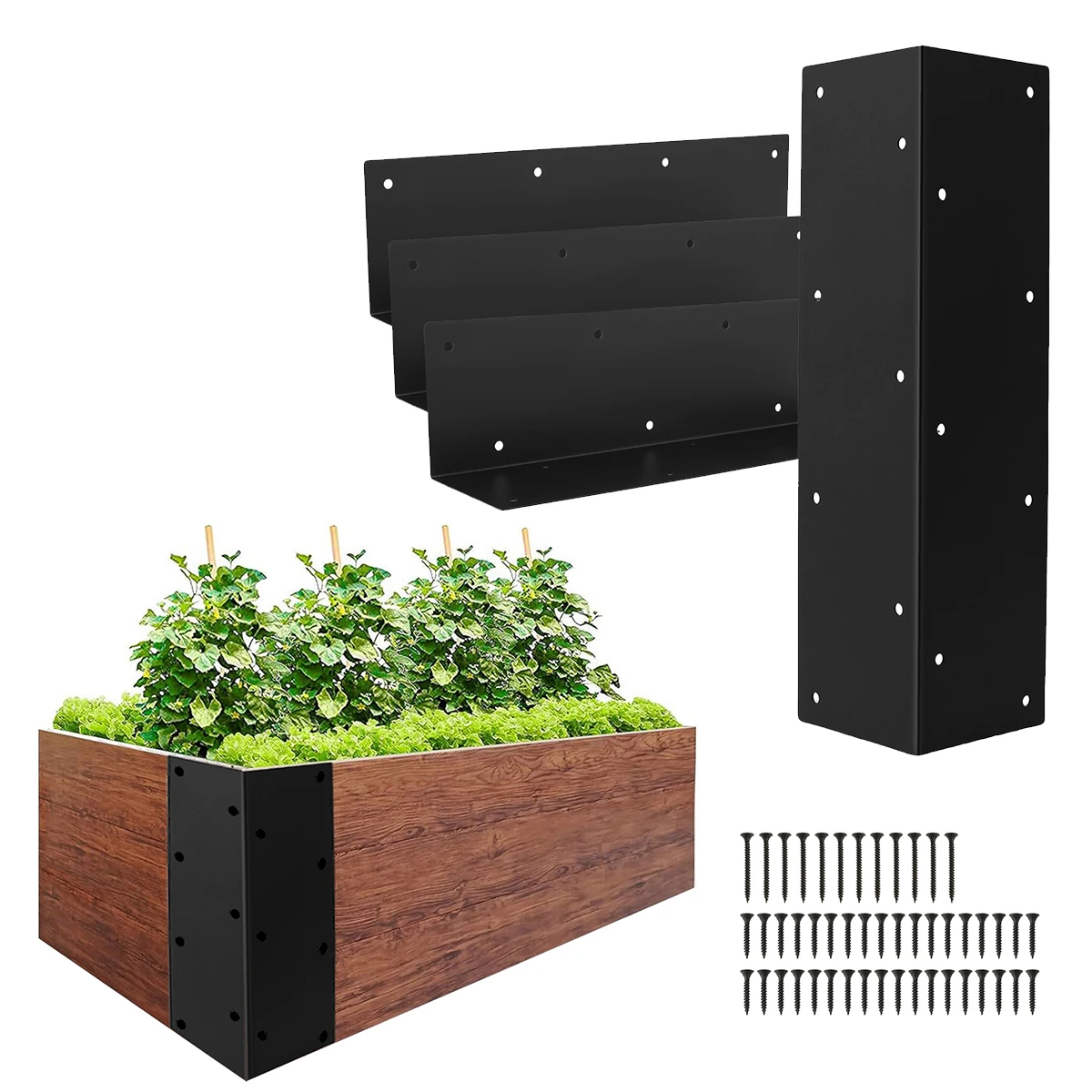 

Raised Garden Bed Corner Brackets with Wood Screws for 20"-24" Bed Rust Resistant Metal Connectors for Vegetable Planter Garden