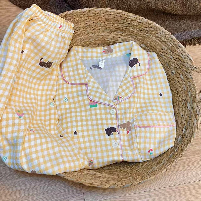 

Пижамные комплекты для пар, женские, из бамбука, с японским вишневым принтом, дышащие, приятные для кожи, быстросохнущие, весенние, унисекс